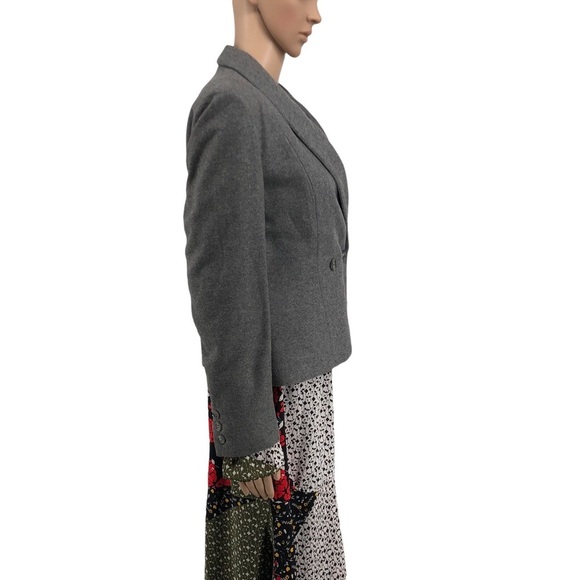 Vintage Oscar De La Renta Wool Gray Miss O Double Breasted Short Blazer - Picture 4 of 8